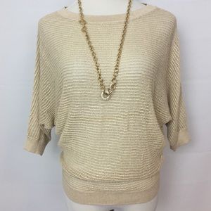 Express Shimmer Gold Batwing Open Knit Sweater